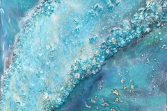 schilderij epoxy blue met opal river 60 x 60 cm  €250,00